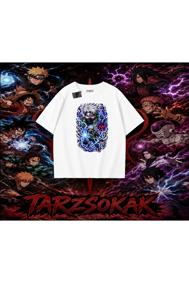 Kakashi Hatake Naruto Anime Character Oversize Unisex T-Shirt White