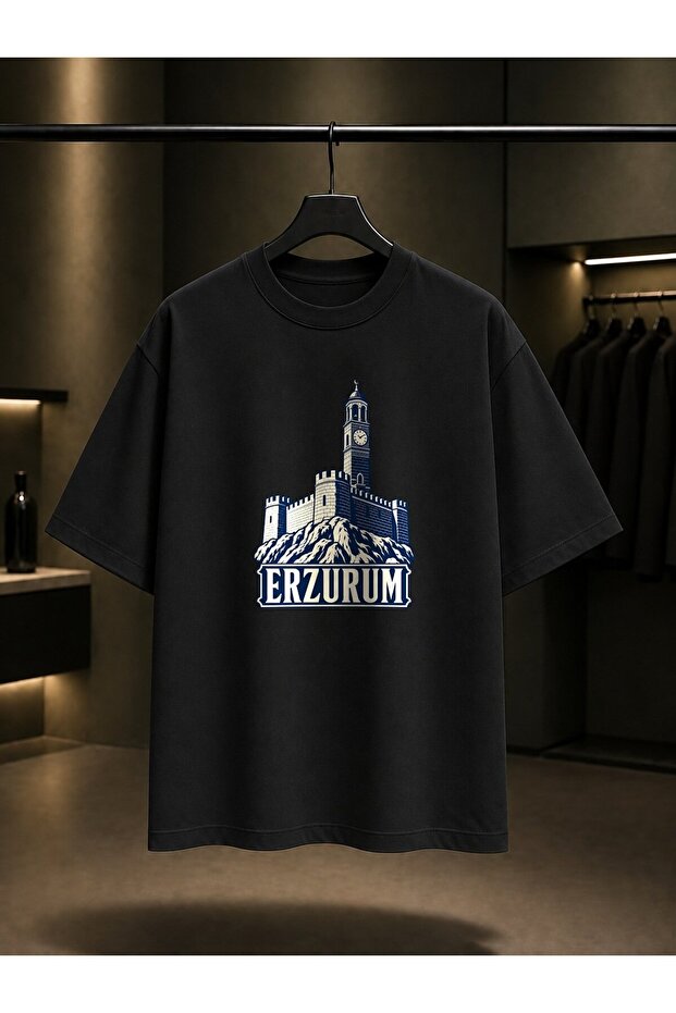 Erzurum Castle and Clock Tower Printed Unisex 100% Cotton T-Shirt