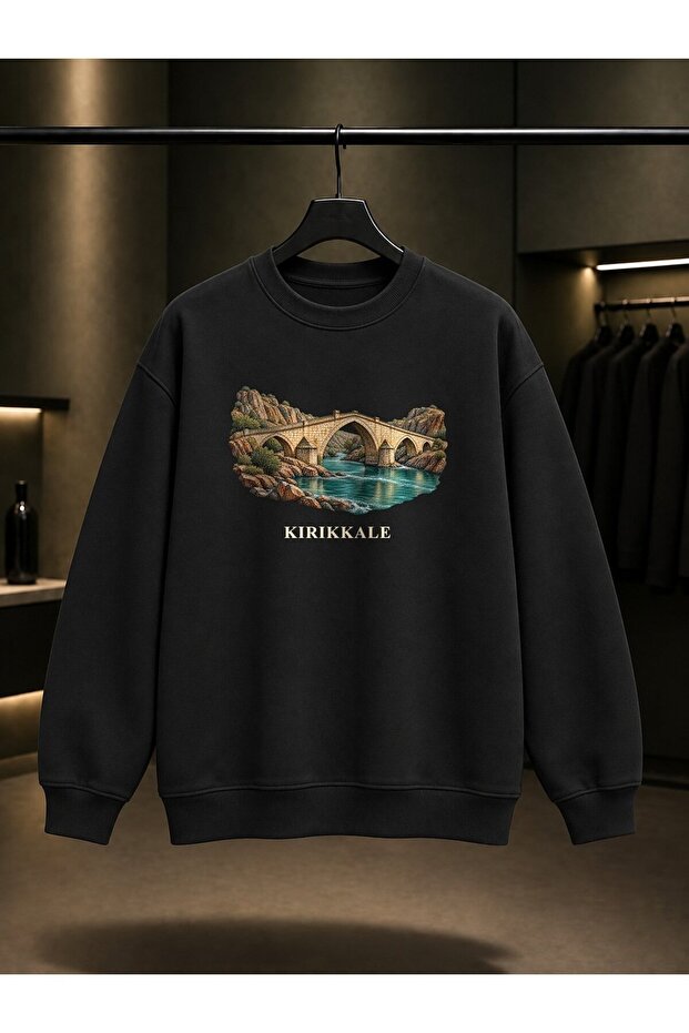 Kırıkkale Çeşnigir Köprüsü Printed Unisex 100% Cotton Sweatshirt