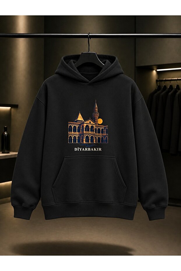 Diyarbakır Ulu Camii Printed Unisex 100% Cotton Hooded Sweatshirt