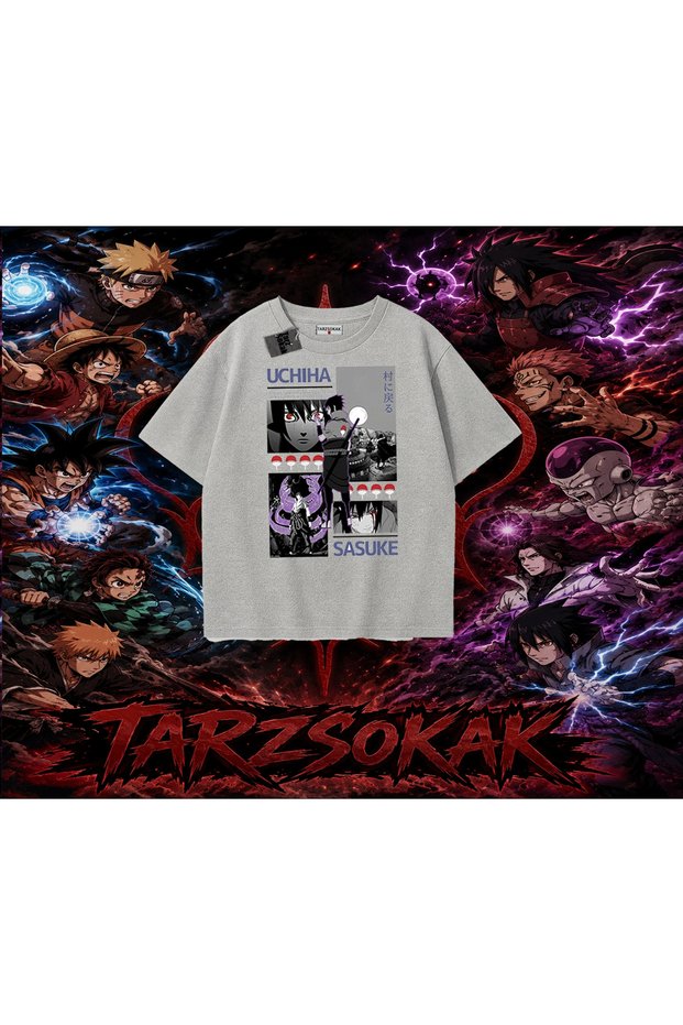 Sasuke Uchiha Naruto Anime Character Oversize Unisex T-Shirt White
