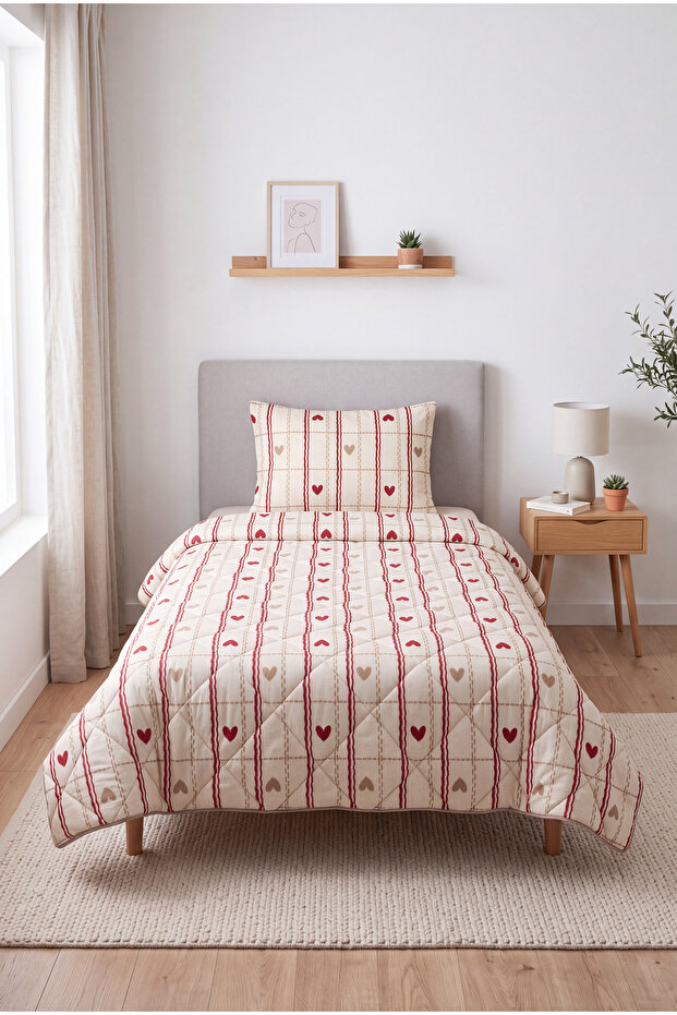 Comforter Single Duvet Set with Heart Design
