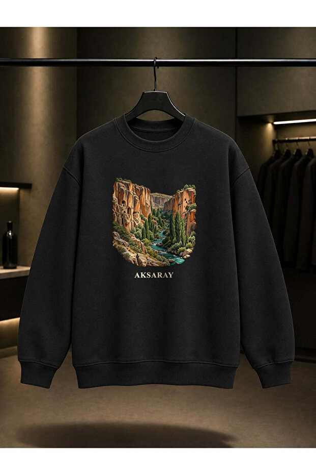 Aksaray Ihlara Vadisi Printed Unisex 100% Cotton Sweatshirt