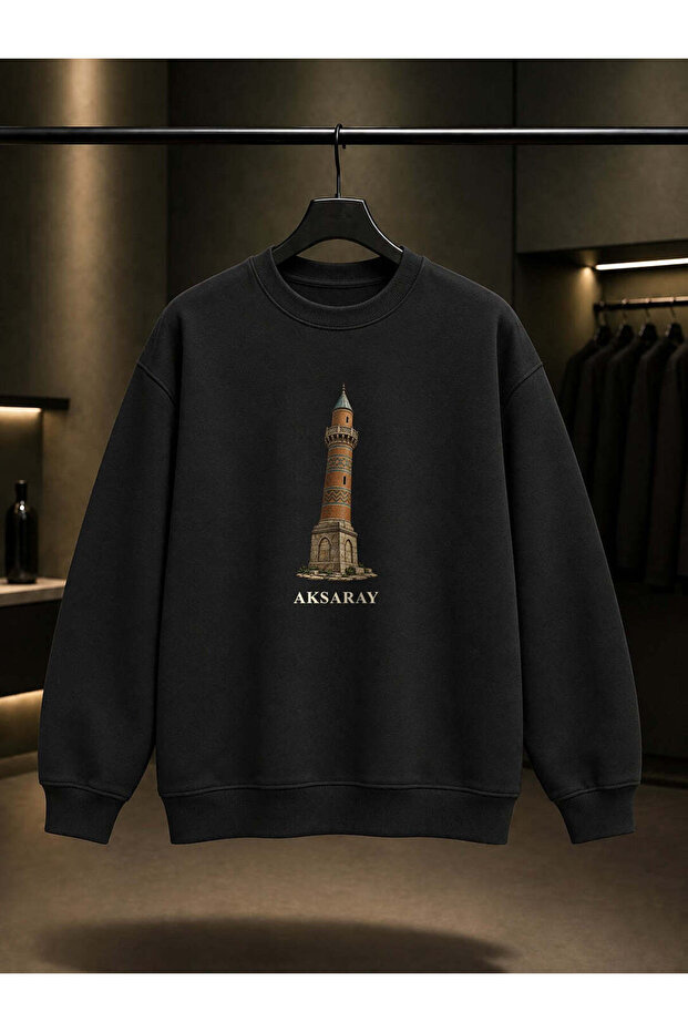 Aksaray Curve Minaret Printed Unisex 100% Cotton Sweatshirt