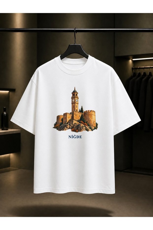 Nigde Castle Clock Tower Printed Unisex 100% Cotton T-Shirt