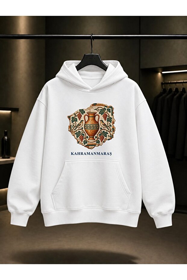 Kahramanmaraş Germanicia Mosaic Printed Unisex 100% Cotton Hooded Sweatshirt