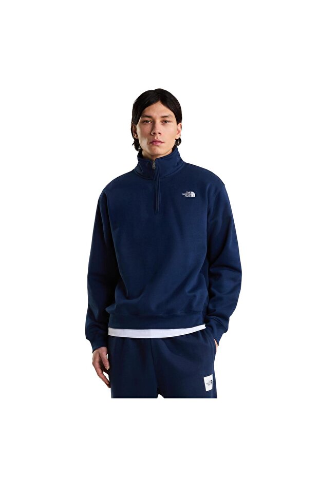 F0A8Fd88K21-R m Tnf Essentıal Simple Dome Rlx 1-4 Zip Men's Sweatshirt Navy Blue