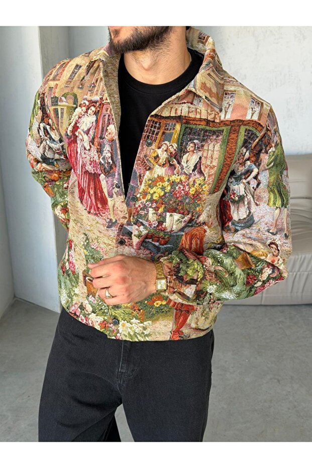 French Patterned Premium Woven Lined Coat Jacket
