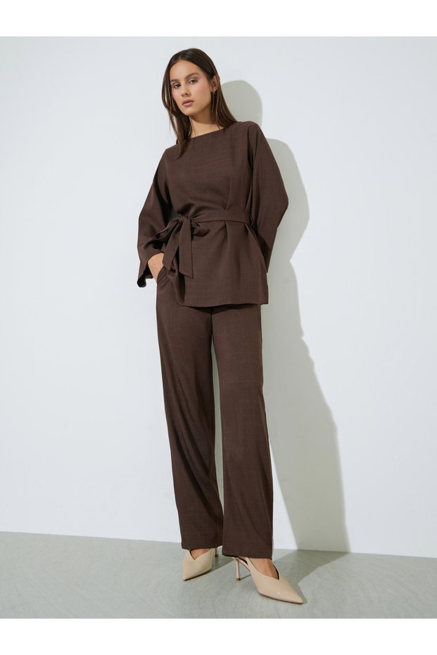Women Longline Top and Wide Leg Pants Co-Ords
