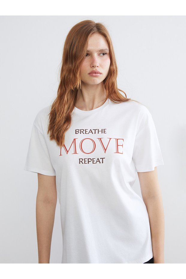 Two Mt Shop Quality Koor Sport White Combed Cotton Printed Oversize Women's Sports T-Shirt
