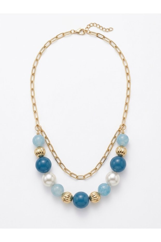 Pearl and Stone Design Pinterest Necklace |   Does Not Darken |   Women's Necklace with Gift Box
