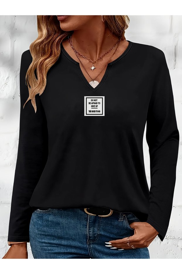 Women's Mix Printed Half V-Neck Sleeves Regular Fit Comfortable T-Shirt