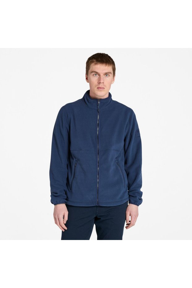 Tb0A6Hm34511-Full Zip Polar Fleece Blue Zippered Regular Fit Men's Fleece Sweatshirt