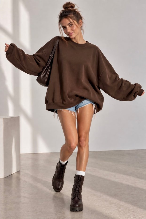 3 Thread Oversize Casual Basic Sweatshirt Crew Neck My3535