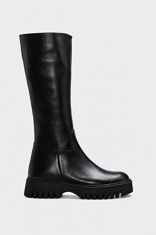 Genuine Leather and Fur Black Women's Classic Boots 227Kza2301
