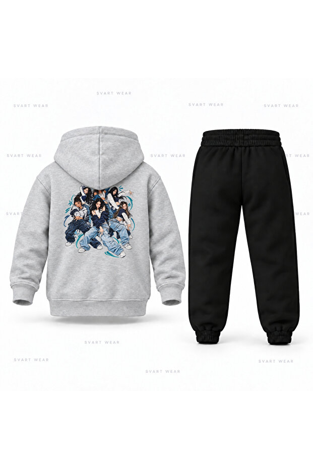 Katseye Daniela Murekkep Adim Printed Children's Hooded Tracksuit Set