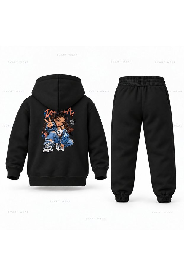 Katseye Daniela Chibi Printed Children's Hooded Tracksuit Set