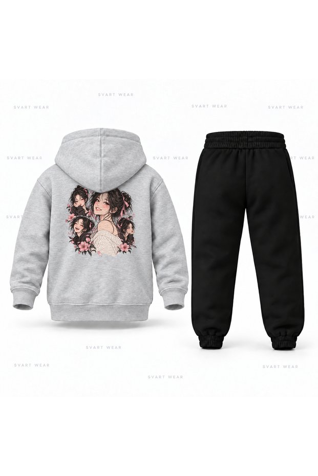 Kpop Demon Hunters Mira Anlik Printed Children's Hooded Tracksuit Set