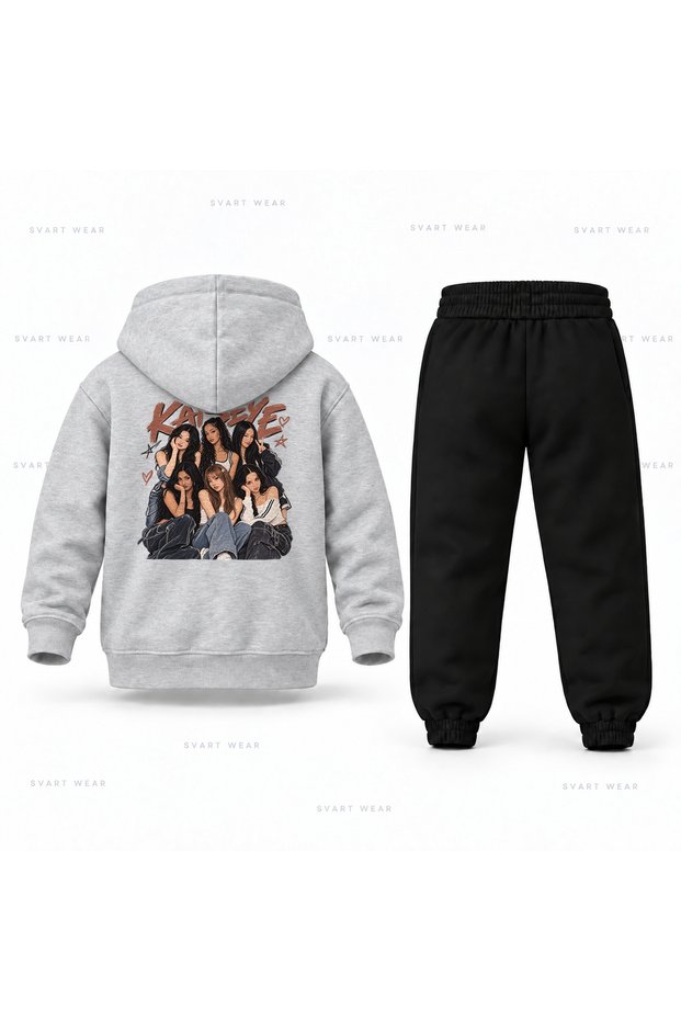 Katseye Grup Son Poz Printed Children's Hooded Tracksuit Set