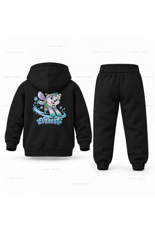 Paw Patrol Everest Ice Skating Printed Children's Hooded Tracksuit Set