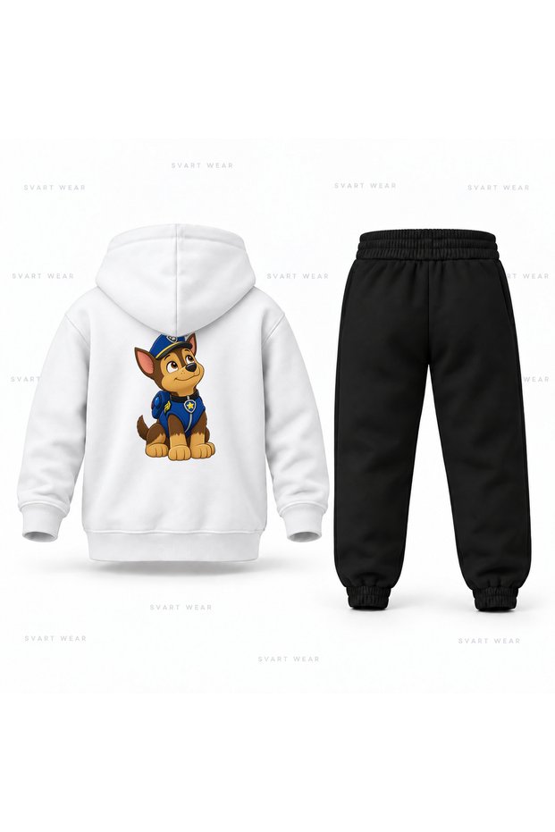 Paw Patrol Chase Funny Hat Printed Kids Hooded Tracksuit Set