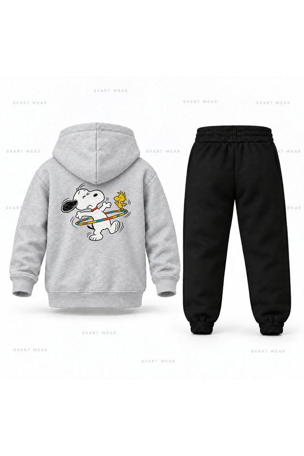 Snoopy Hulahop Printed Children's Hooded Tracksuit Set