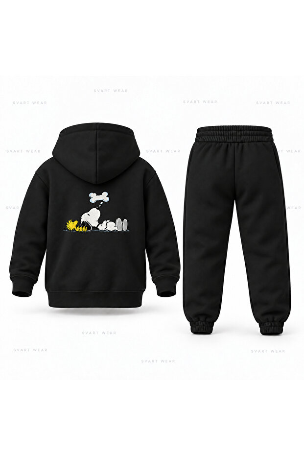 Snoopy Cloud Seyri Printed Children's Hooded Tracksuit Set