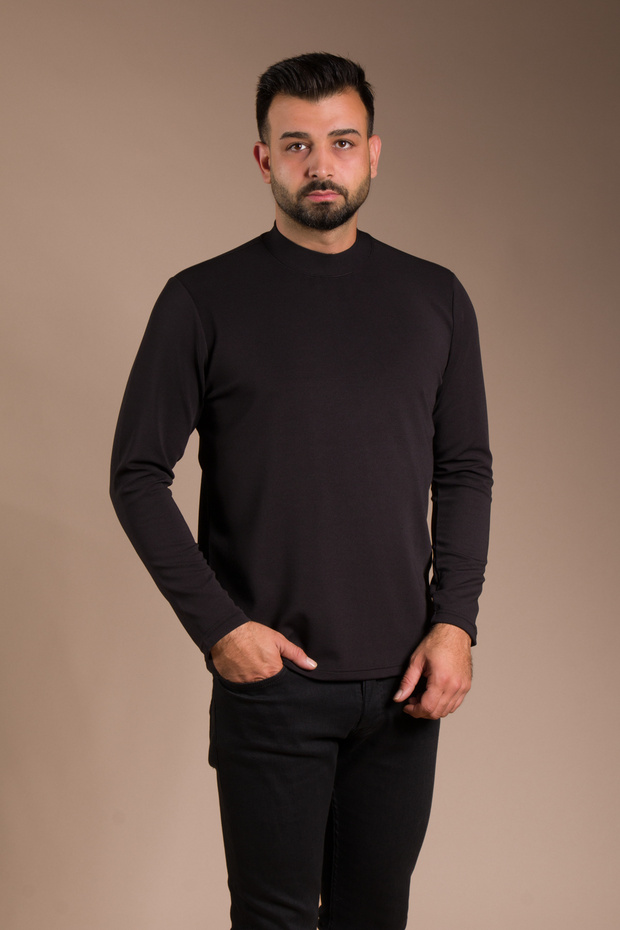 Men's Black Half-Neck Soft Sweatshirt