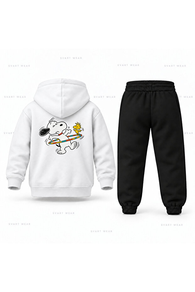 Snoopy Hulahop Printed Children's Hooded Tracksuit Set