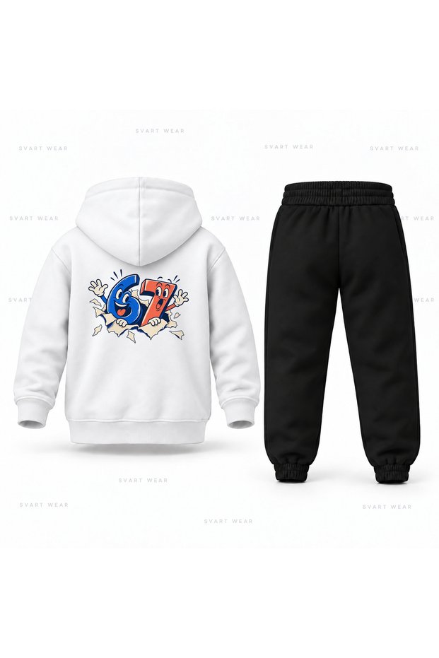 Six Seven 67 Number Printed Children's Hooded Tracksuit Set