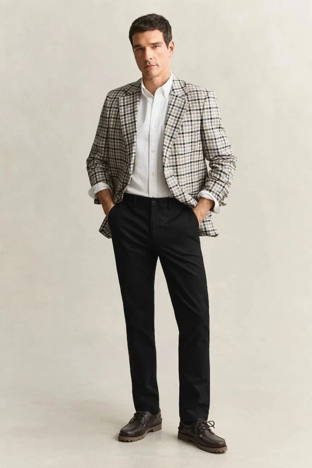 Men's Black Slim Fit Chino Trousers