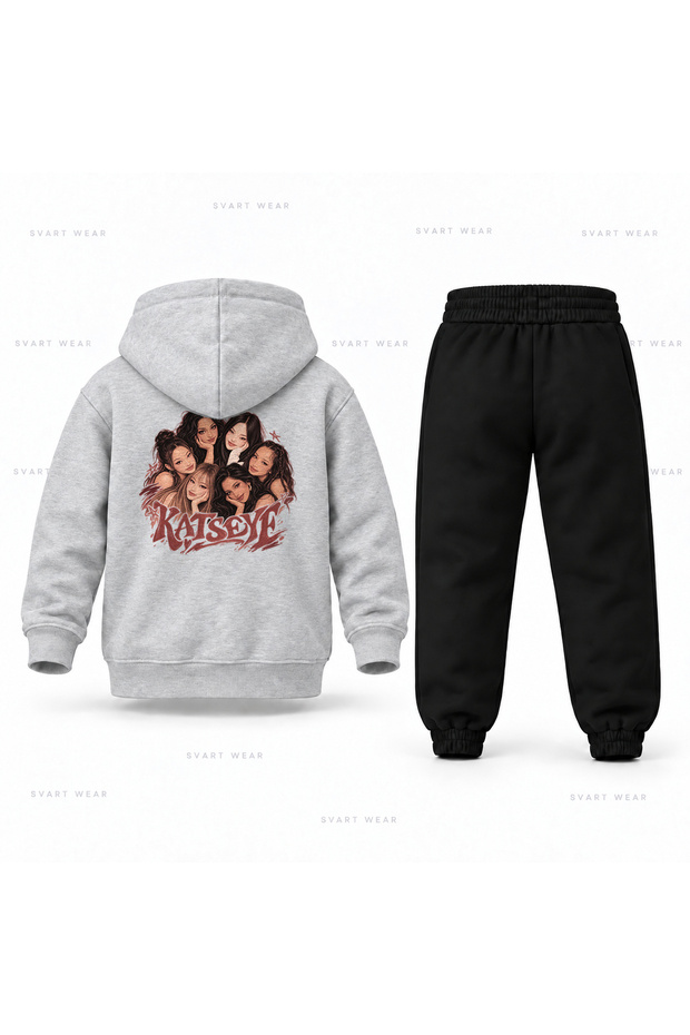 Katseye Altili Dost Ring Printed Children's Hooded Tracksuit Set