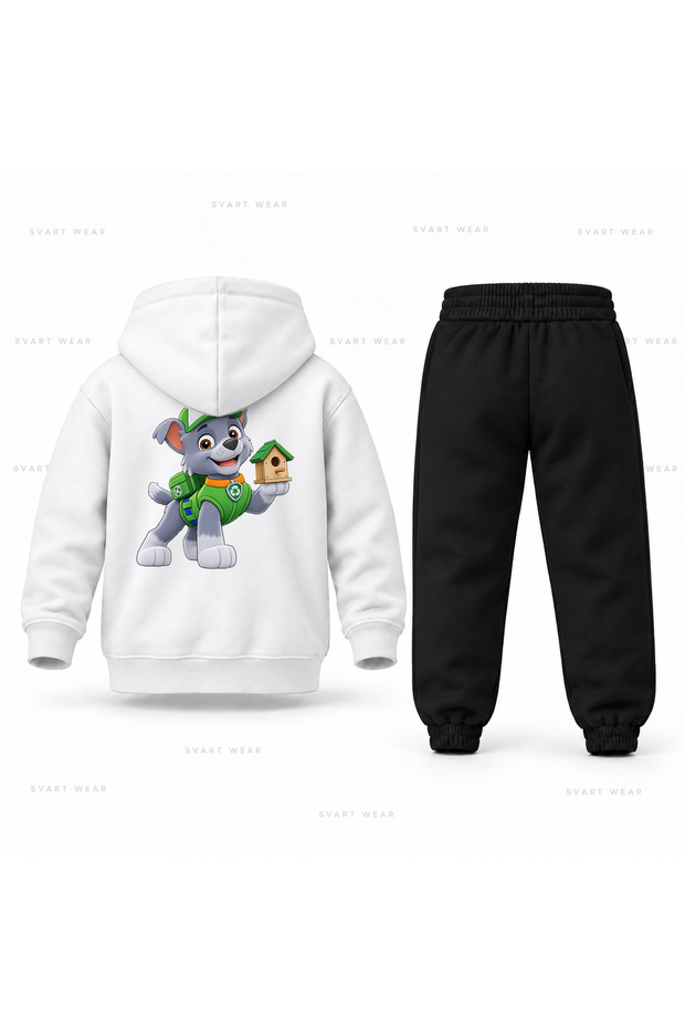 Paw Patrol Rocky Doghouse Printed Children's Hooded Tracksuit Set