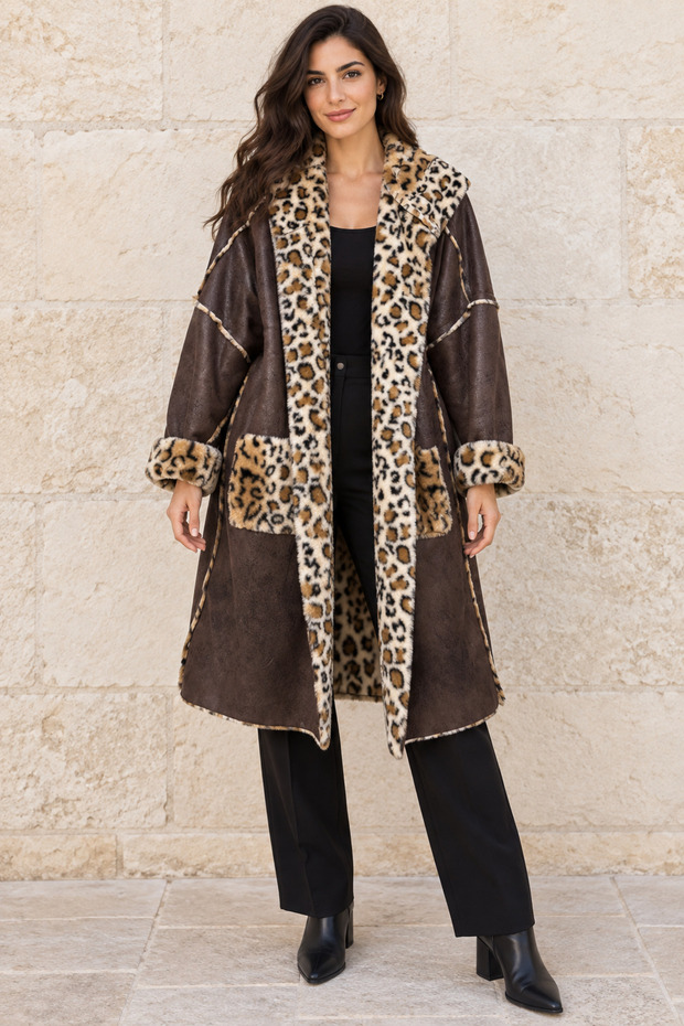 Women's Italian Reversible Wearable Leopard Jacket 46-52