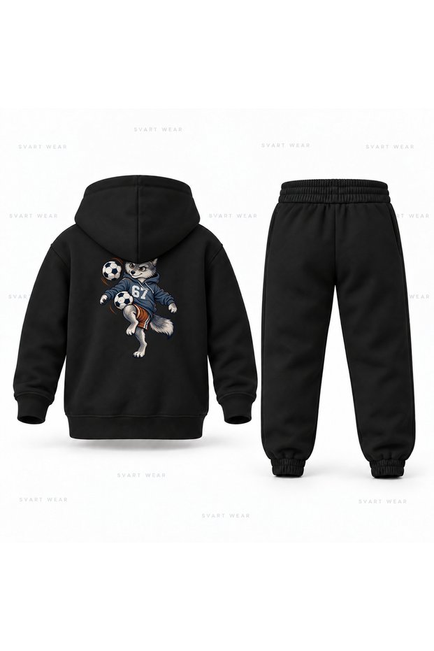 Six Seven 67 Baby Wolf Printed Children's Hooded Tracksuit Set