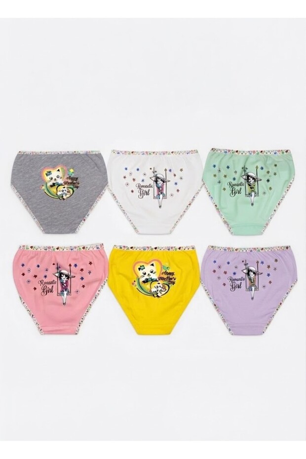 Girls' 6-Pack Cotton Panties with Printed Backs in Assorted Colors