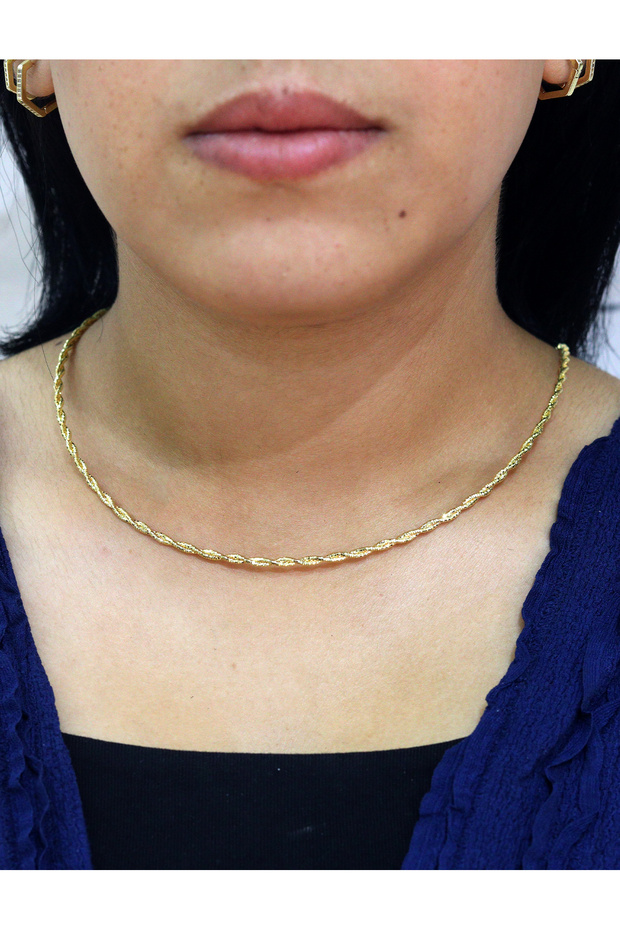 Italian Rope Model Gold Color Double Row Silver Choker Choker 201025910