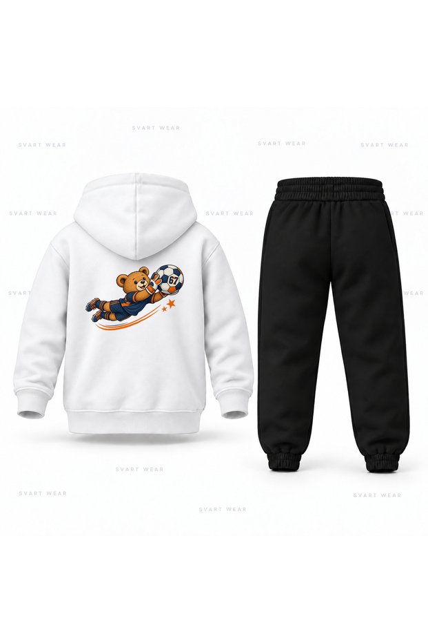 Six Seven 67 Teddy Bear Castle Printed Children's Hooded Tracksuit Set