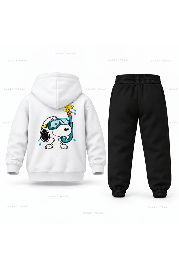 Snoopy Dalis Gozlugu Printed Children's Hooded Tracksuit Set