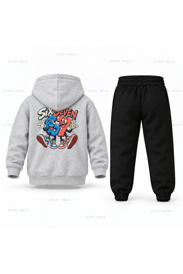 Six Seven 67 Rakam Dostluk Final Printed Children's Hooded Tracksuit Set