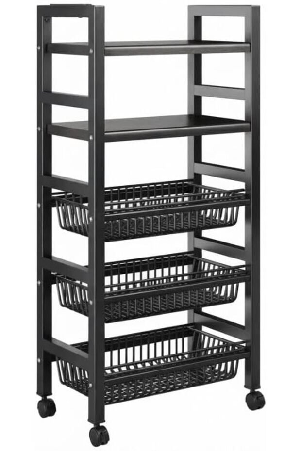 5-Tier Kitchen Baker's Rack with 3 Pull-Out Baskets