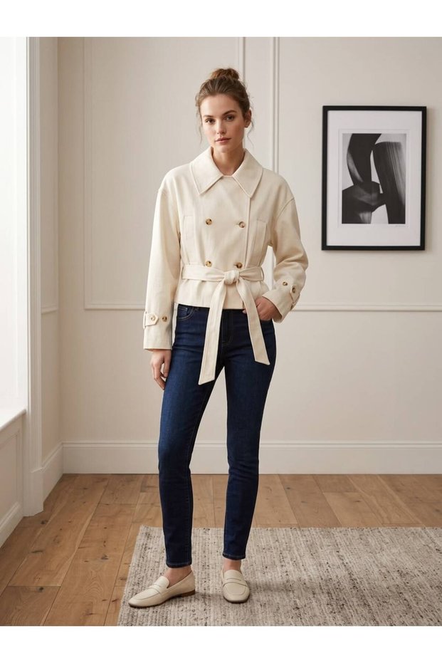 Gabardine Short Trench Coat