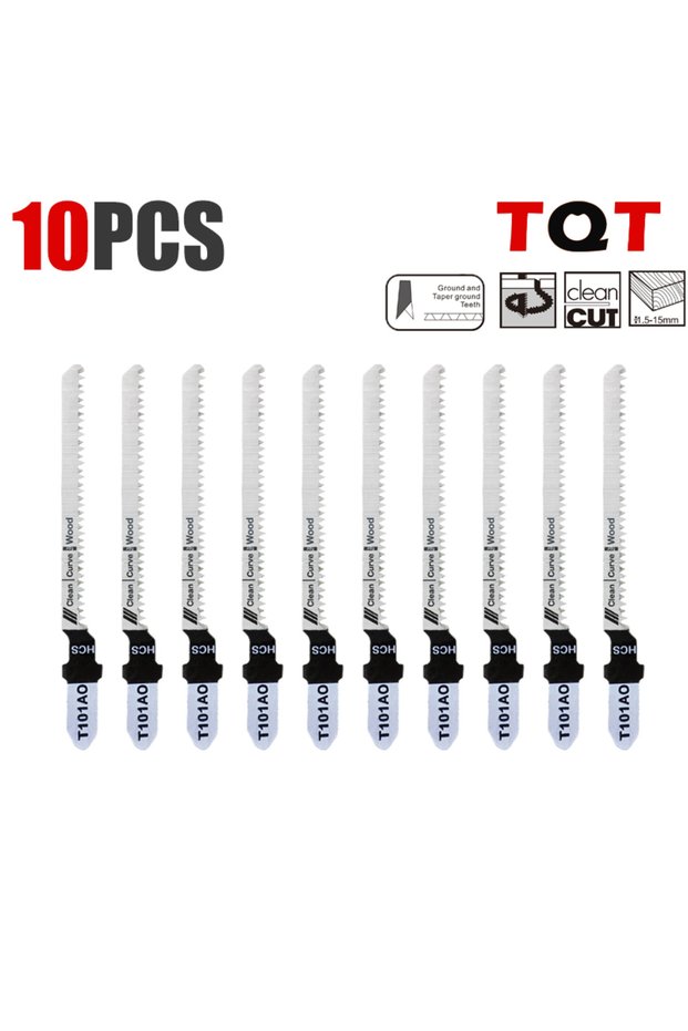 T101Ao-3In-10Pcs Tqt Jigsaw Blades T101Aol 10Pcs, Jig Saw Blades Set 20 Tpi, T-Shank, for Precision