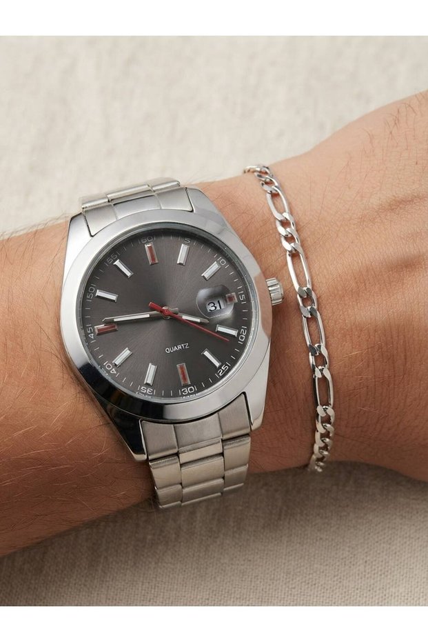 Men's Calendar Wristwatch Bracelet Gift Steel Band Colorful Dial Quartz Watch Frn46