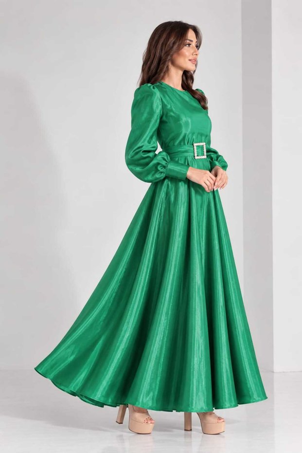 Satin Dress with Belt