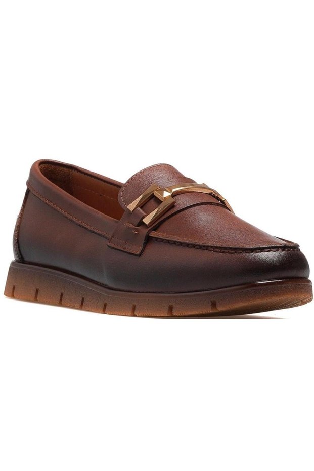 25075610K Genuine Leather Anatomical Flexible and Comfort Sole Daily Loafer Women's Shoes
