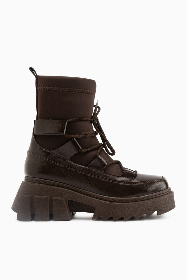 Casey Brown Thick Sole Lace-Up Women's Boots