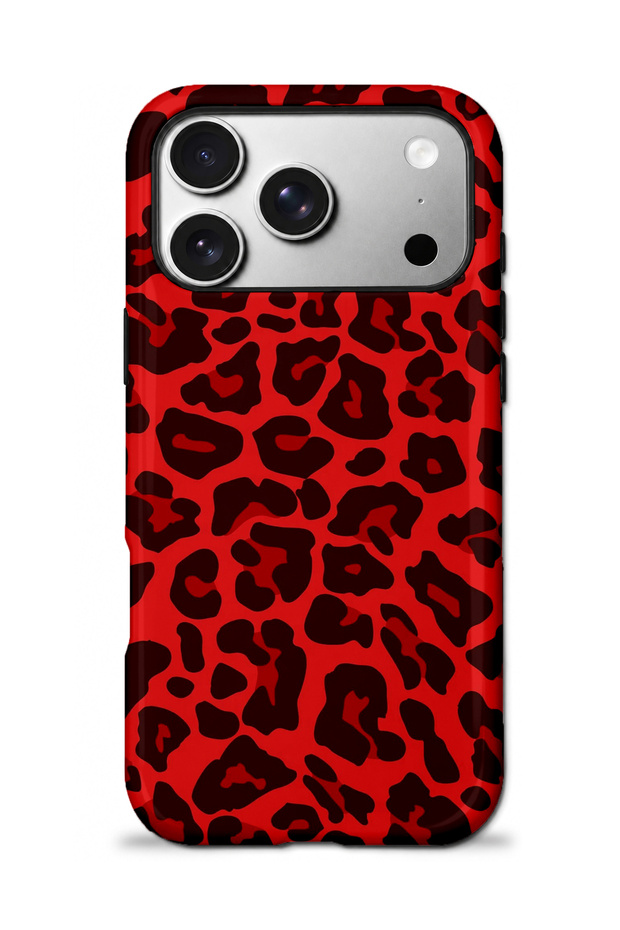 Compatible with iPhone 17 Pro Max / 18 Pro Max - Red Leopard, Double Layer Cover, Glossy Surface Protective Case