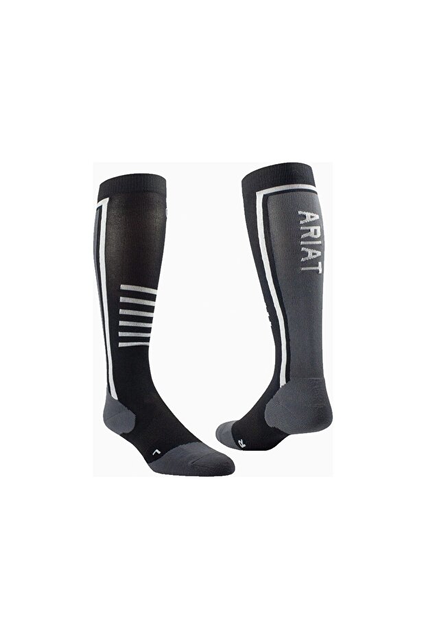 Ariattek Slimline Equestrian Socks - Black - Gray