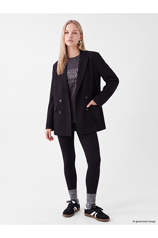 Two Mt Shop Quality Lcw Vision Black Women's Leggings with Elastic Waist